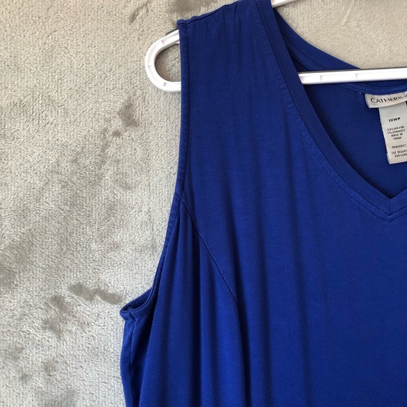 Catherines Women Maxi Dress size 1XWP Sleeveless V-Neck Blue Jersey knit Summer - Picture 6 of 16